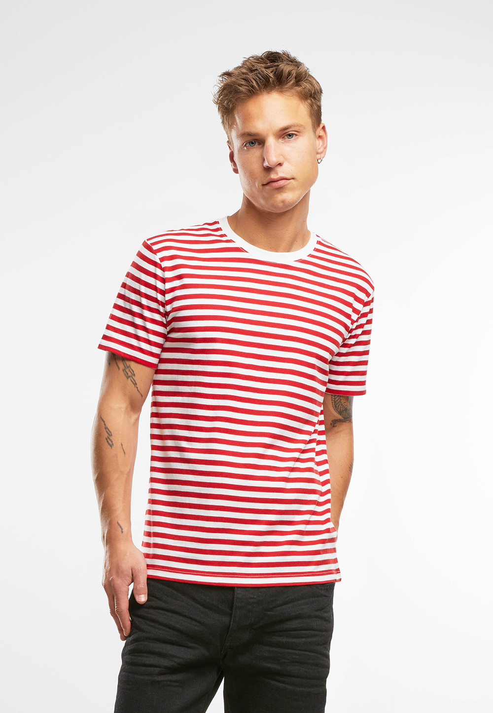 Jerseyshirt Stripe Tee Rot/Weiss