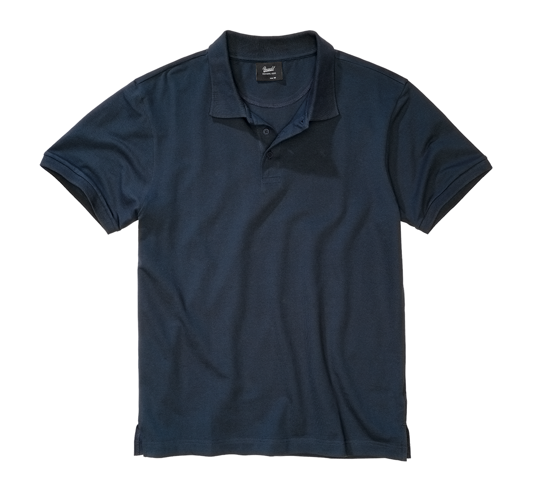 Brandit Poloshirt navy, Stehkragen, kurze Ärmel, Knopfleiste, hoher Tragekomfort