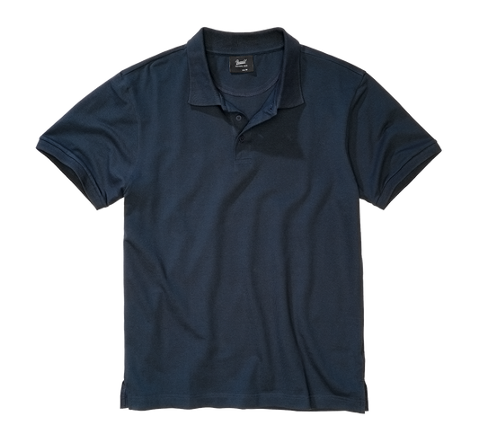 Brandit Poloshirt navy, Stehkragen, kurze Ärmel, Knopfleiste, hoher Tragekomfort
