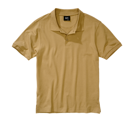 Brandit Poloshirt sand, Stehkragen, kurze Ärmel, Knopfleiste, hoher Tragekomfort