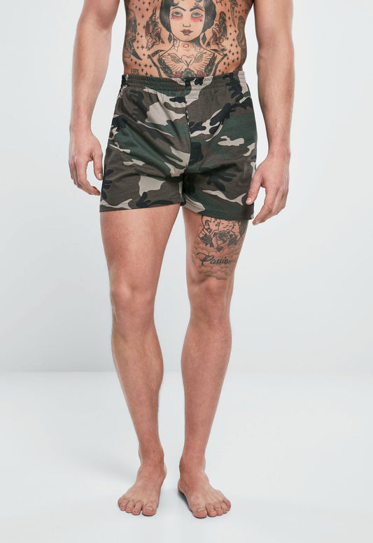 Bequeme Brandit Boxer Shorts in Woodland aus hautfreundlicher Baumwolle mit elastischem Bund
