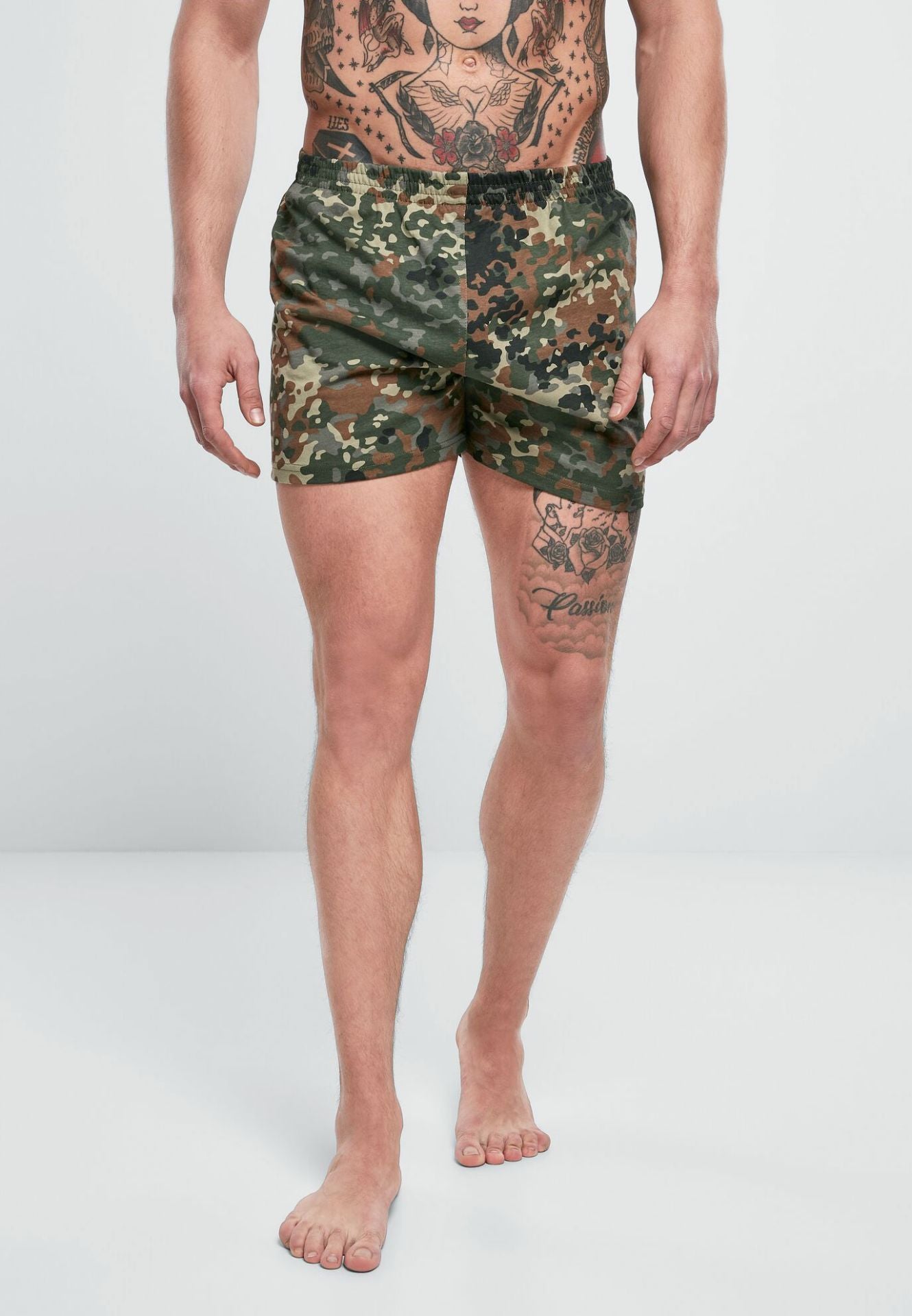 Bequeme Brandit Boxer Shorts Flecktarn aus hautfreundlicher Baumwolle mit elastischem Bund 