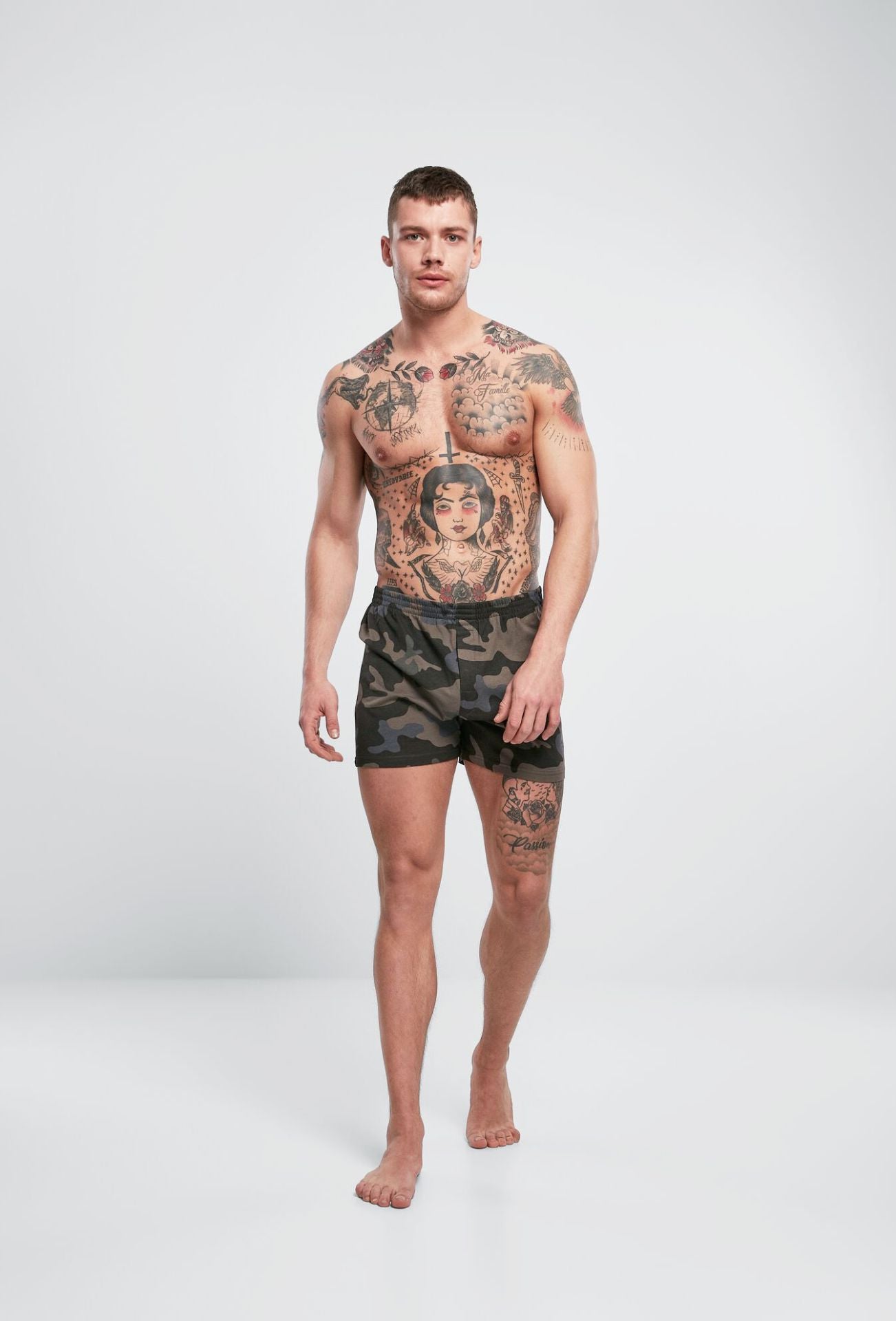 Bequeme Brandit Boxer Shorts Darkcamo aus hautfreundlicher Baumwolle mit elastischem Bund 