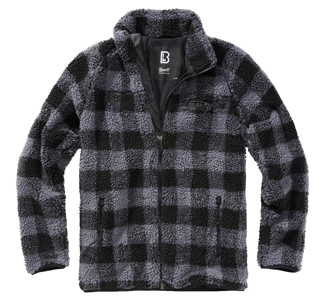 BRANDIT Teddyfleece Jacket Schwarz/Grau