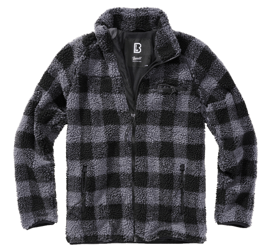 BRANDIT Teddyfleece Jacket Schwarz/Grau