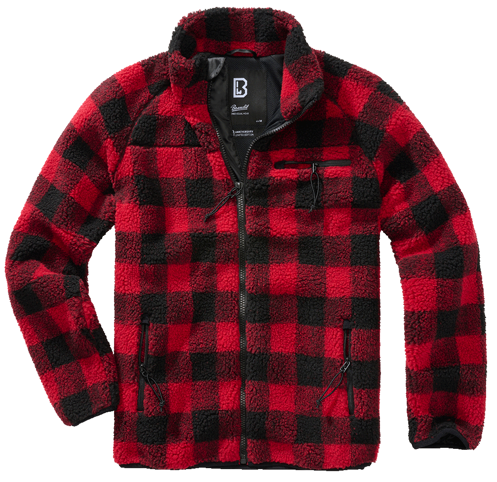 BRANDIT Teddyfleece Jacket Rot/Schwarz