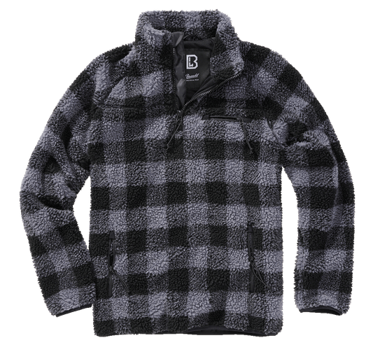 BRANDIT Teddyfleece Troyer Pullover Troyer Schwarz/Grau