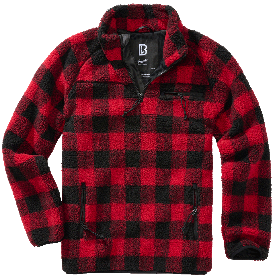 BRANDIT Teddyfleece Troyer Pullover Troyer Rot/Schwarz