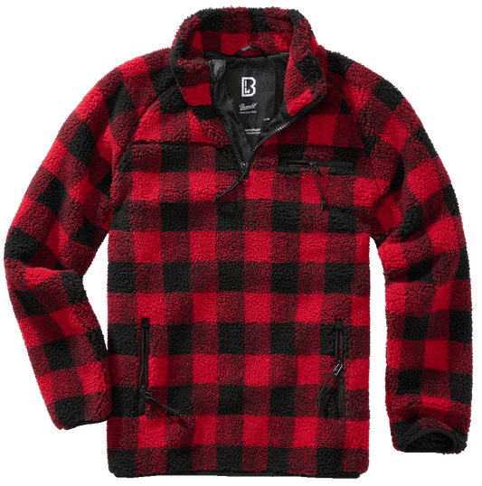 BRANDIT Teddyfleece Troyer Pullover Troyer Rot/Schwarz