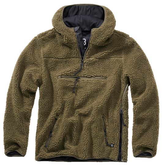 BRANDIT Teddyfleece Worker Pullover Troyer Olive
