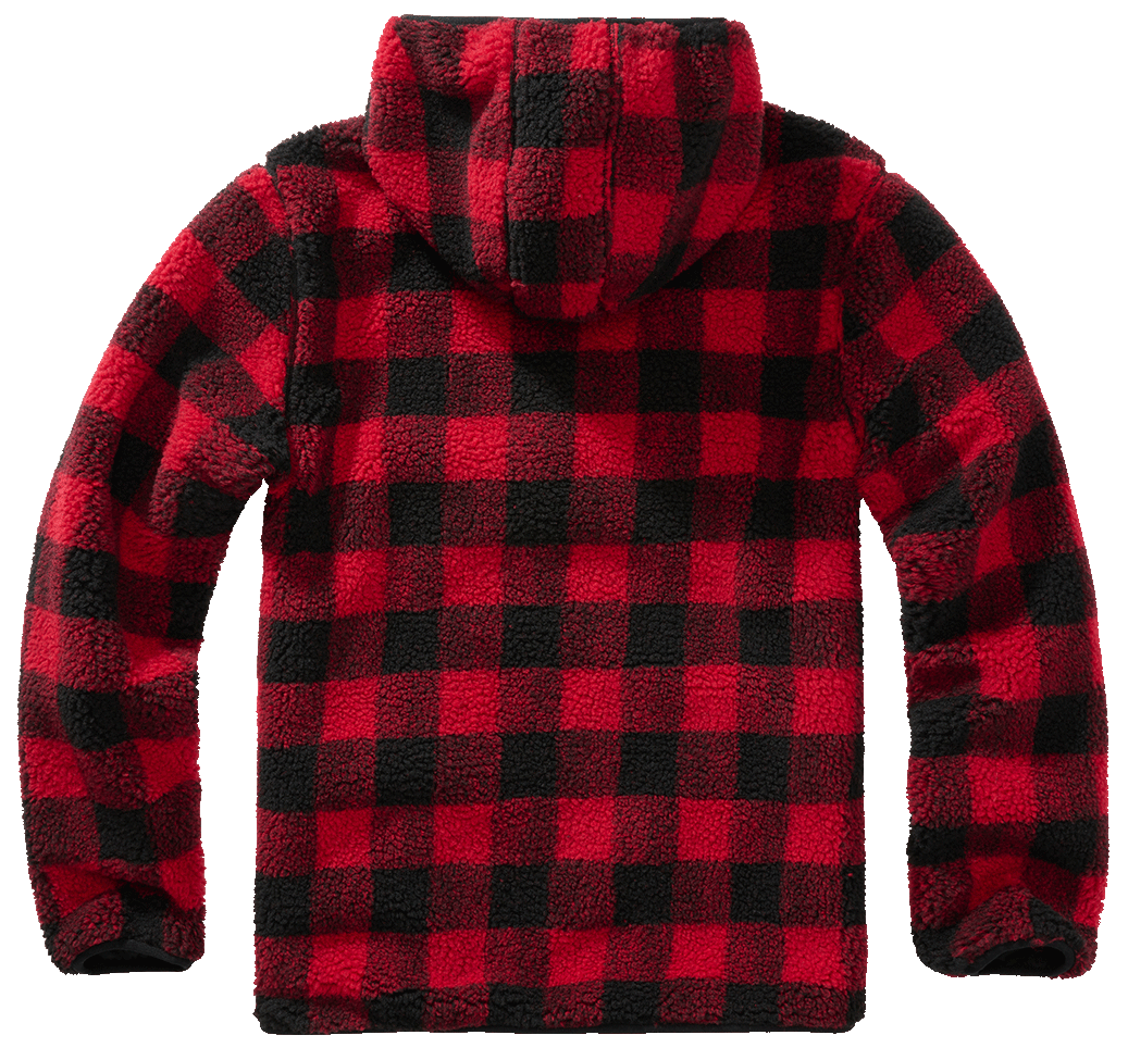BRANDIT Teddyfleece Worker Pullover Troyer Rot/Schwarz