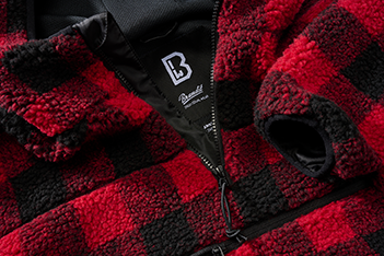 BRANDIT Teddyfleece Worker Pullover Troyer Rot/Schwarz