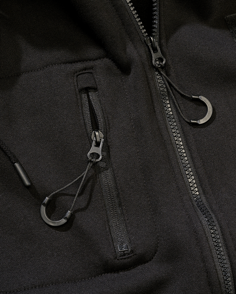 Brandit Sweat Kapuzenjacke schwarz mit Brust- und Armtaschen, Klettflächen und hohem Tragekomfort