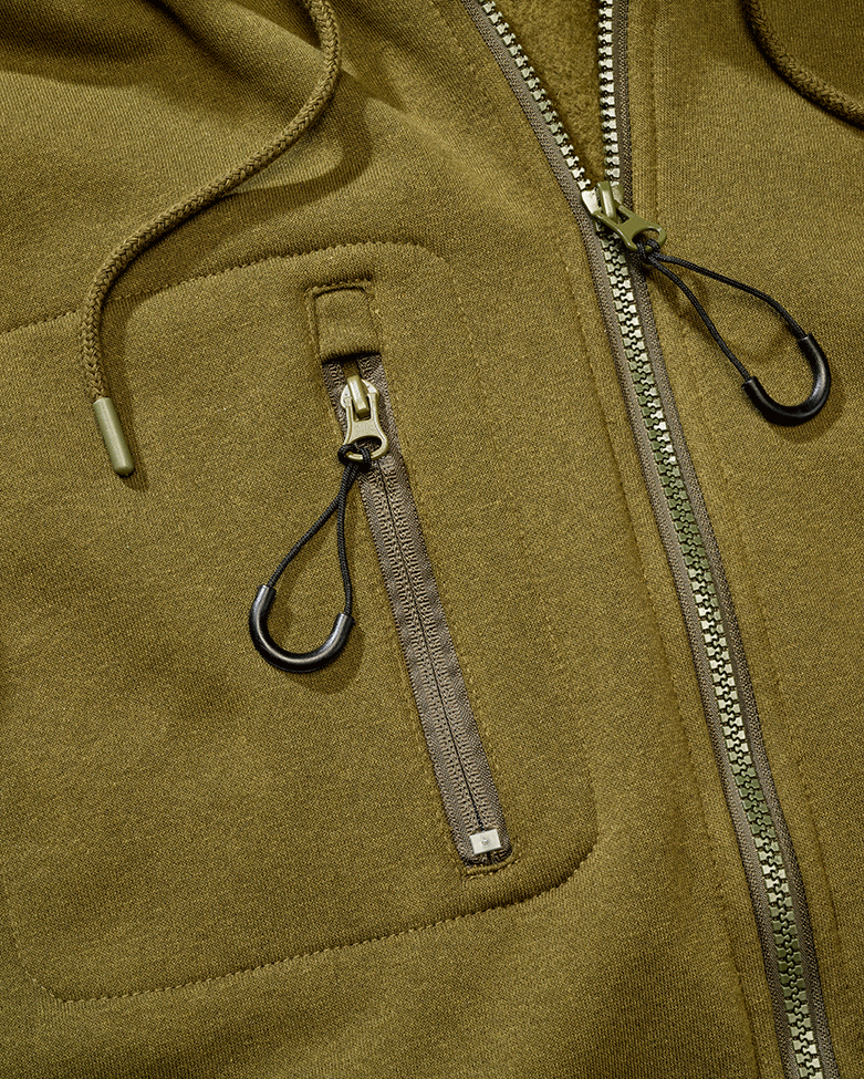 Brandit Sweat Kapuzenjacke oliv mit Brust- und Armtaschen, Klettflächen und hohem Tragekomfort