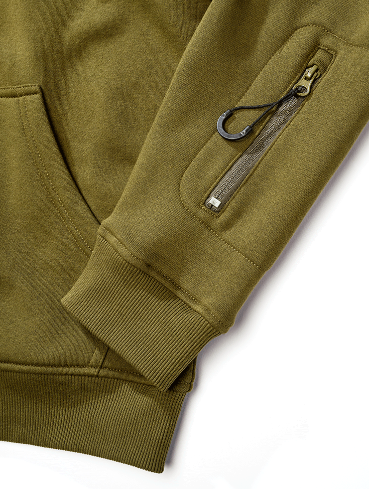 Brandit Sweat Kapuzenjacke oliv mit Brust- und Armtaschen, Klettflächen und hohem Tragekomfort