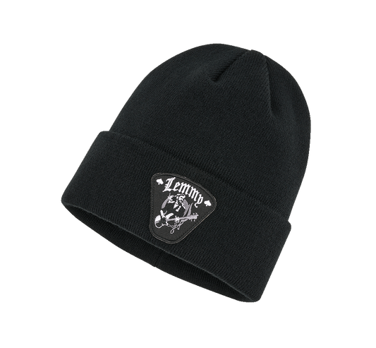Feinstrick-Mütze mit gesticktem Lemmy Patch / elastische Passform / hoher Tragekomfort / weiches, wärmendes Material / Umschlag lässt sich umklappen