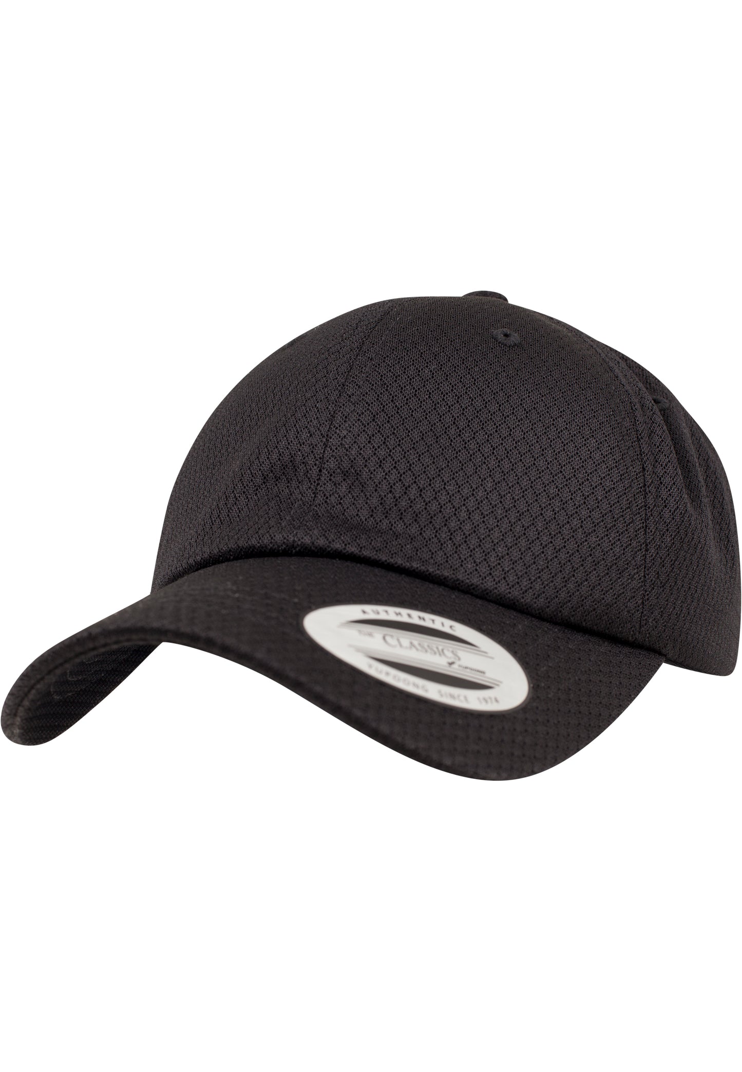 Schwarze Flexfit Dad Cap mit feiner Wabenstruktur