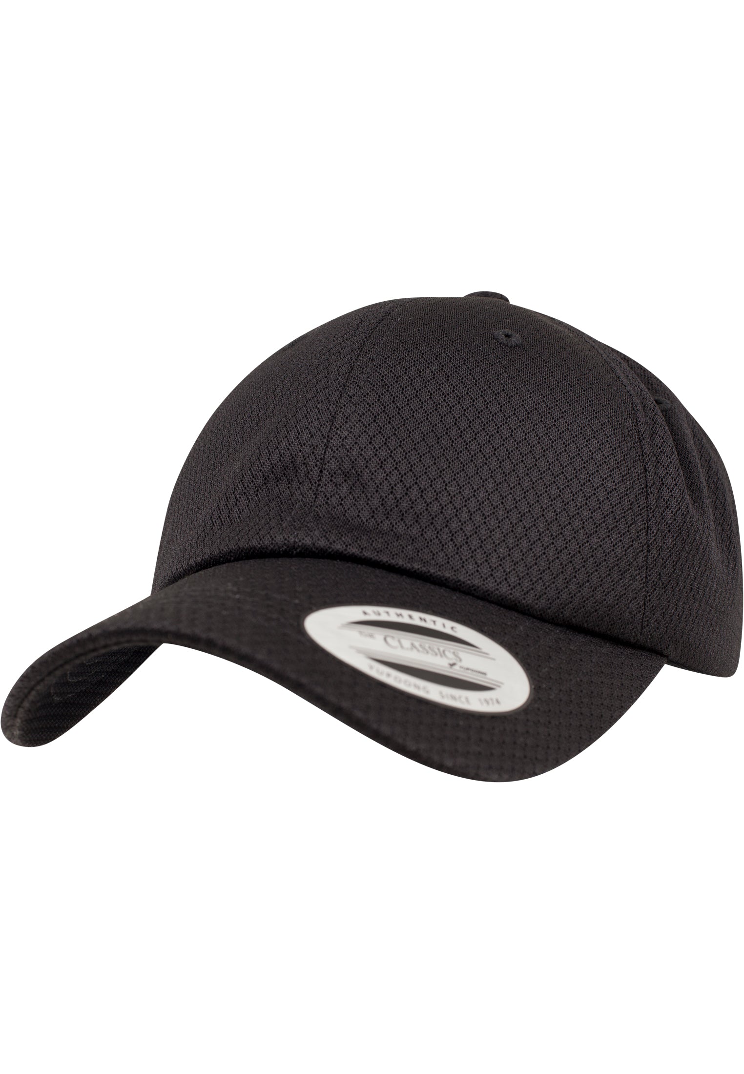 Schwarze Flexfit Dad Cap mit feiner Wabenstruktur