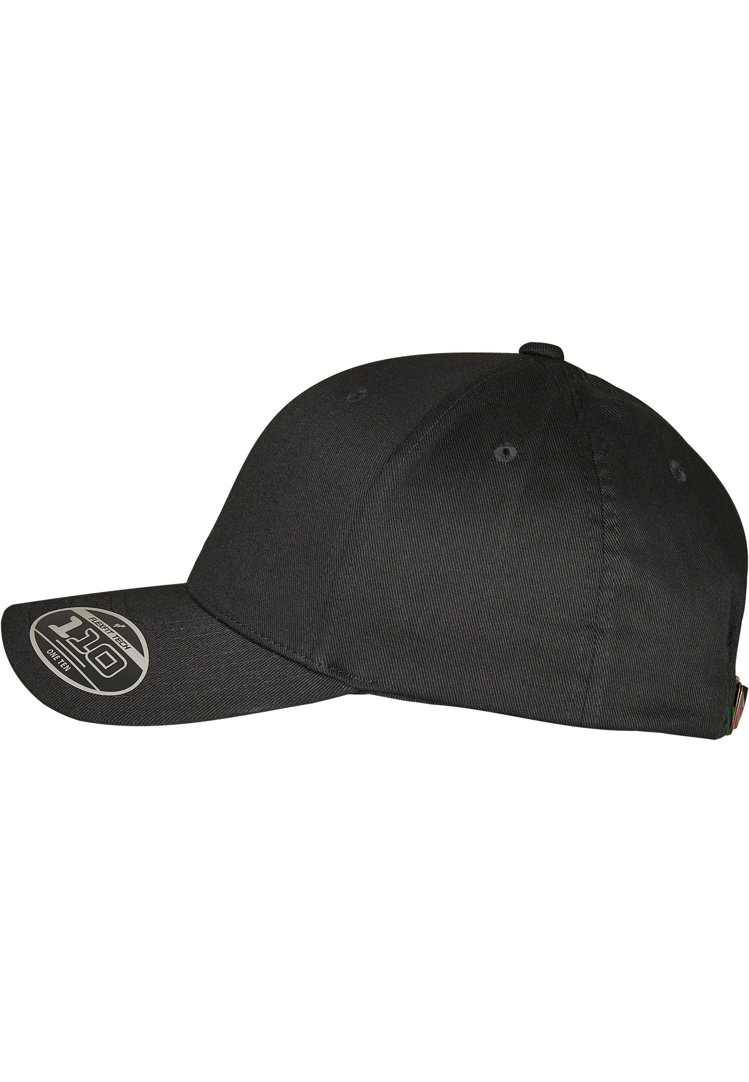 Schwarze Flexfit 110 Kappe aus Wollmischung mit gebogenem Schirm.