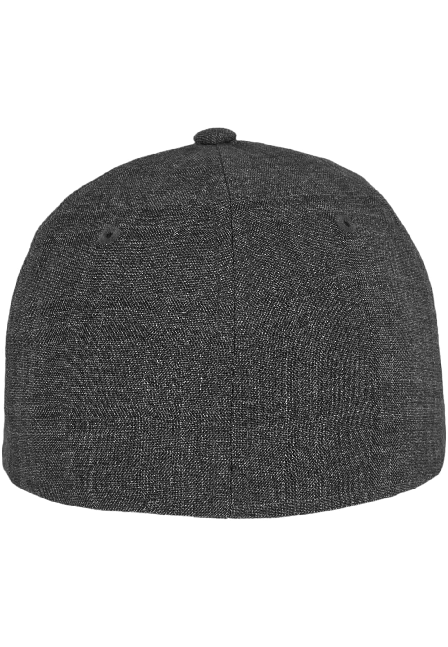 Rückansicht der Flexfit Fine Melange Cap in Charcoal mit komplett geschlossenem, elastischem Hinterkopfbereich.