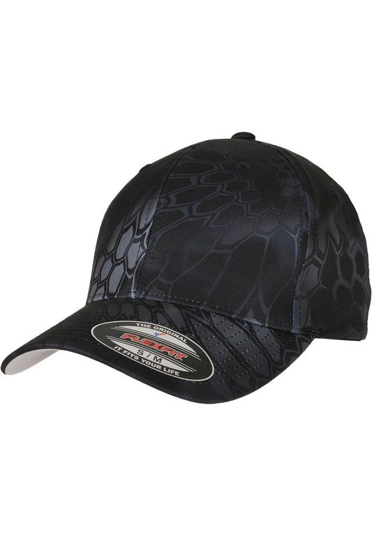 Schwarzes Camouflage Flexfit Cap mit Kryptek Muster.