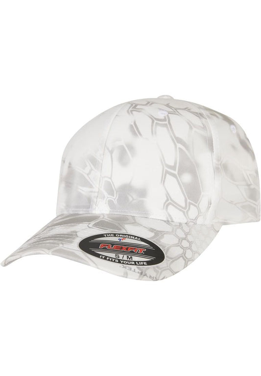 Weisses Camouflage Flexfit Cap mit Kryptek Muster.