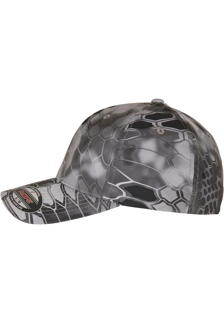 Graues Camouflage Flexfit Cap mit Kryptek Muster.