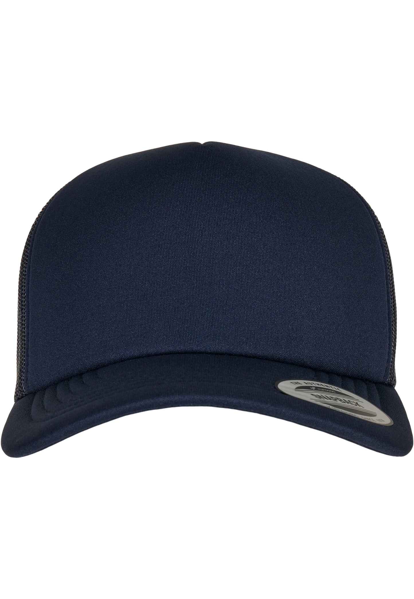 YP Classics Classic Curved Visor Foam Trucker Cap in Navy in der Frontansicht