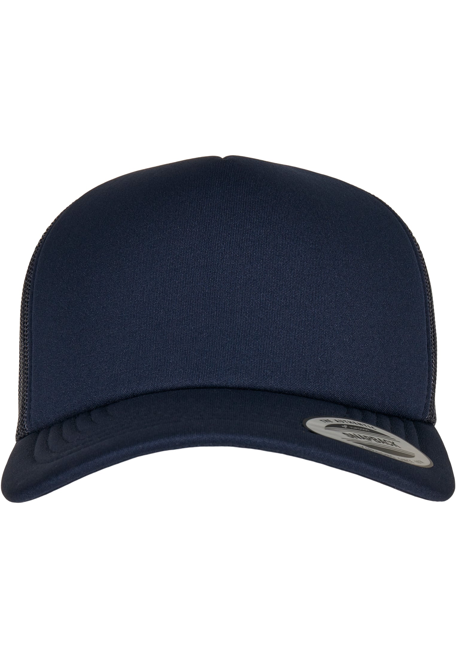 YP Classics Classic Curved Visor Foam Trucker Cap in Navy in der Frontansicht