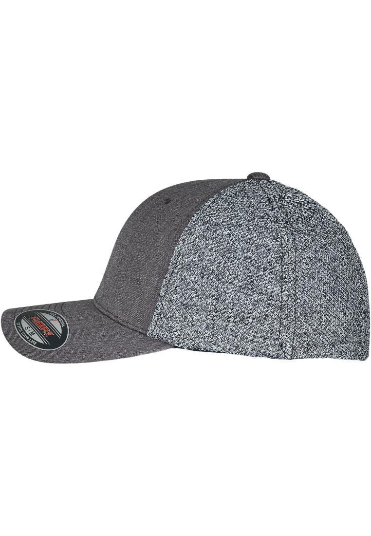 Graumeliert Flexfit Trucker Kappe mit Mesh-Rückseite.