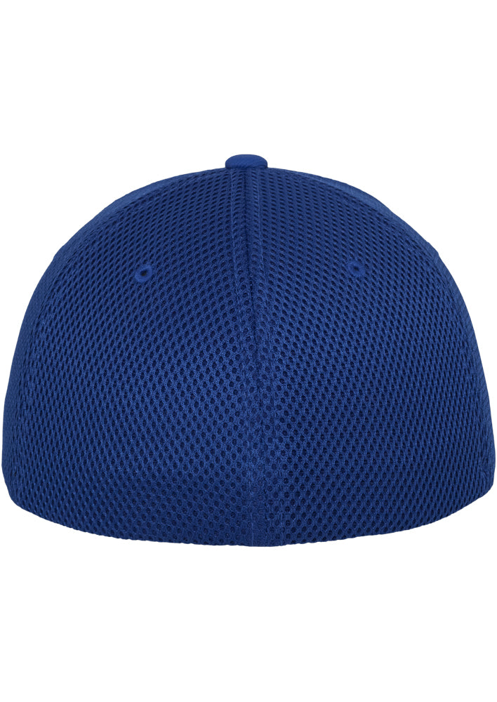 Rückansicht der royalblauen Flexfit Tactel Mesh Cap mit elastischem Band.