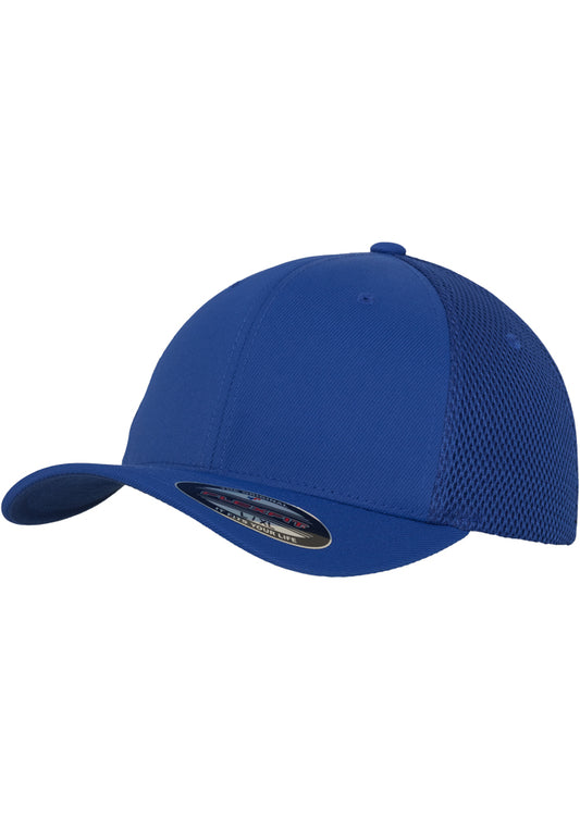 Blaue Flexfit Tactel Mesh Cap in Royalblau mit elastischem Band und Netz-Rückseite.