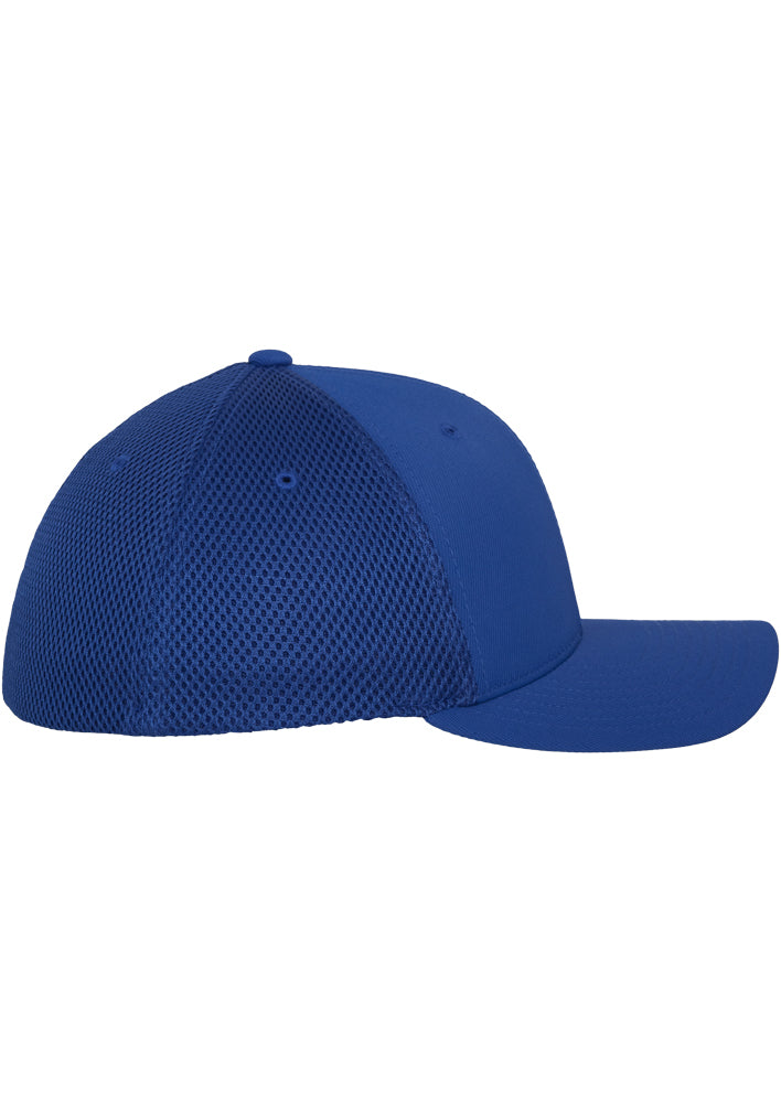 Blaue Flexfit Tactel Mesh Cap in Royalblau mit elastischem Band und Netz-Rückseite.