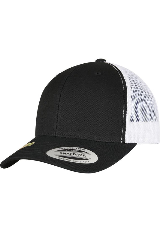 Flexfit YP Classics Essentials Retro Trucker Cap 2-Tone in Schwarz und Weiss mit Mesh-Rückseite