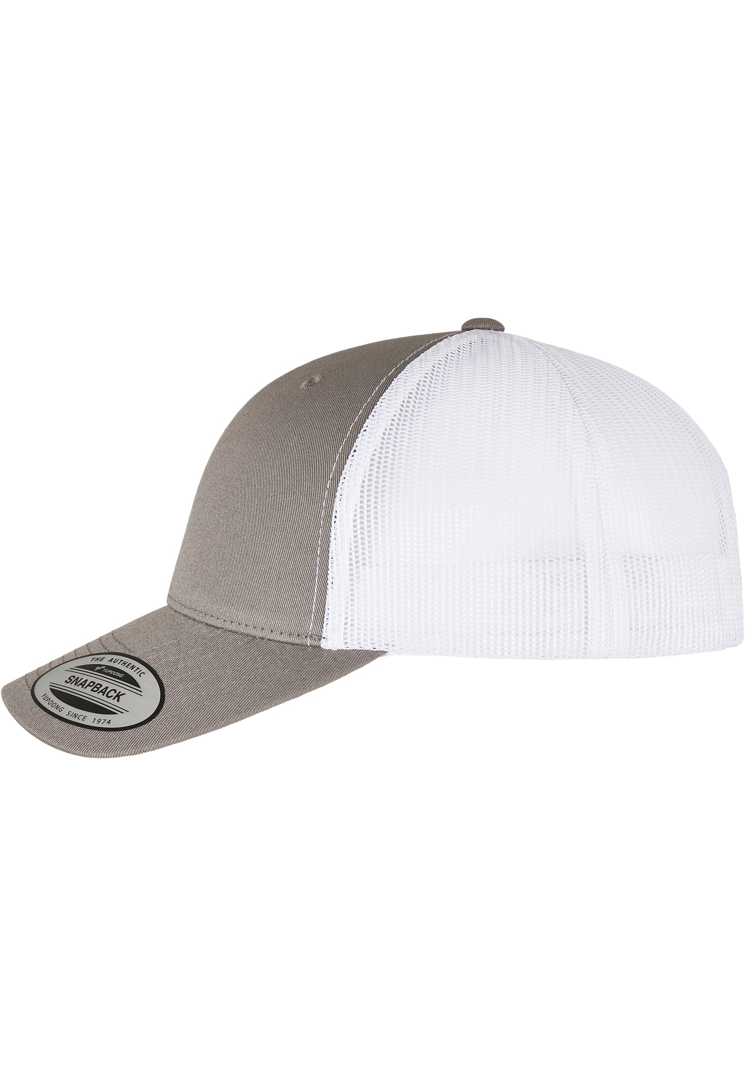 Flexfit YP Classics Essentials Retro Trucker Cap 2-Tone in Hellgrau mit weisser Mesh-Rückseite