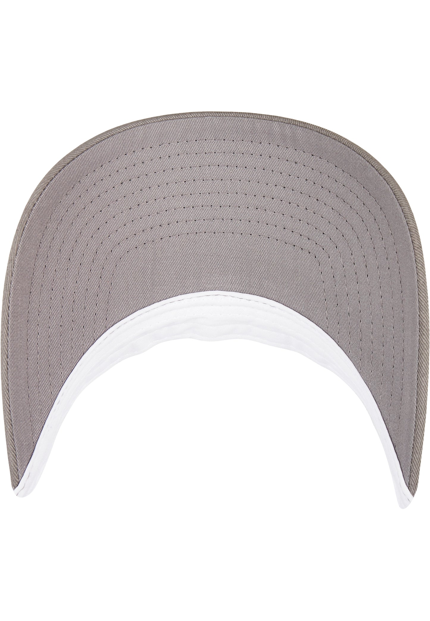 Hellgraue Schirmunterseite der Flexfit YP Classics Retro Trucker Cap Grau mit weissem Schirmrand