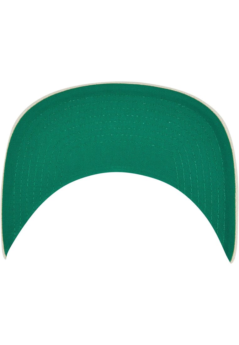 klassisch grüne Schirmunterseite der weissen Flexfit Snapback Cap
