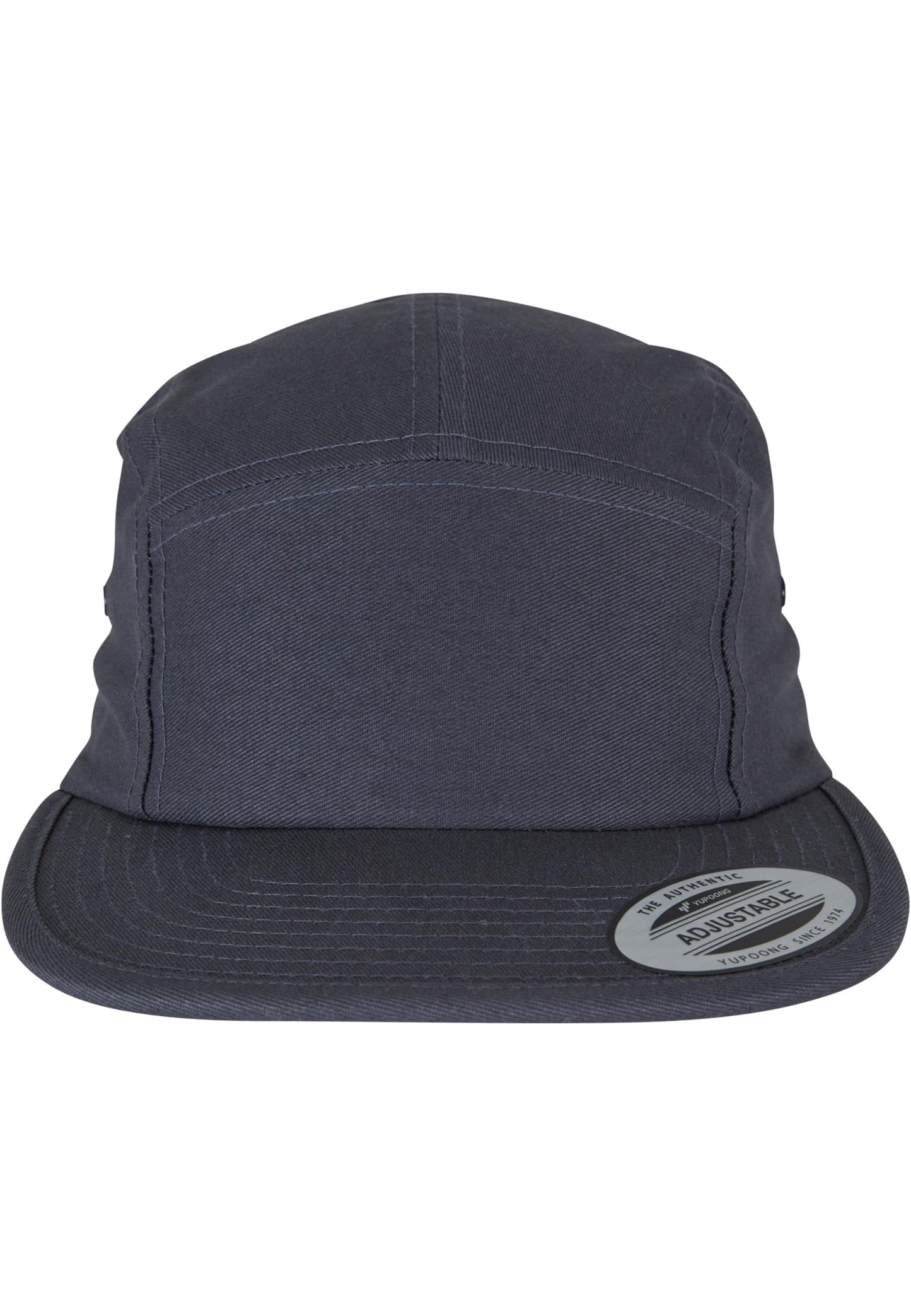 Anthrazitfarbene 5 Panel Cap aus Baumwolle – Verstellbare Flexfit Jockey Kappe im Streetwear-Stil.