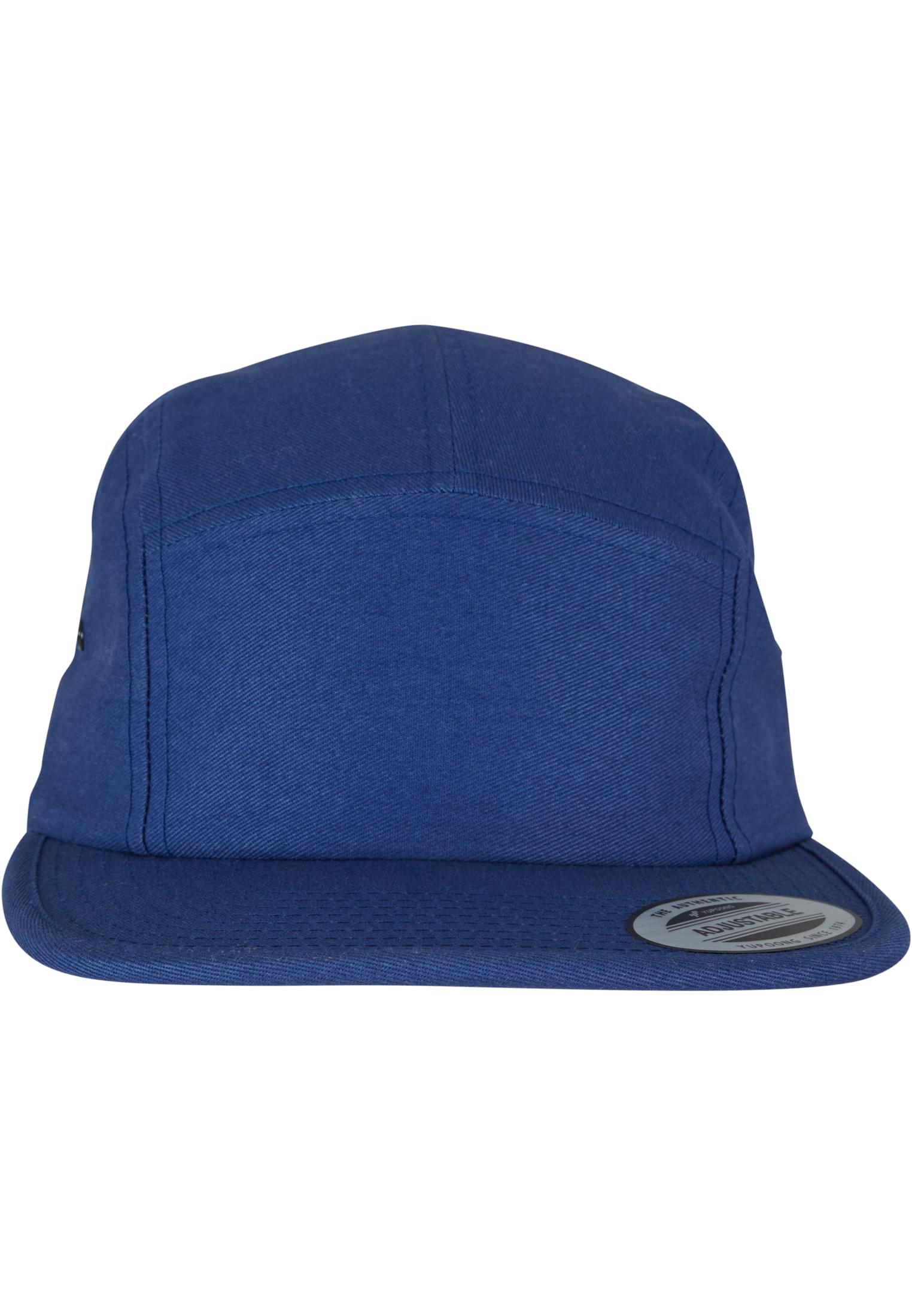 Blaue 5 Panel Cap aus Baumwolle – Verstellbare Flexfit Jockey Kappe im Streetwear-Stil mit flachem Schirm.