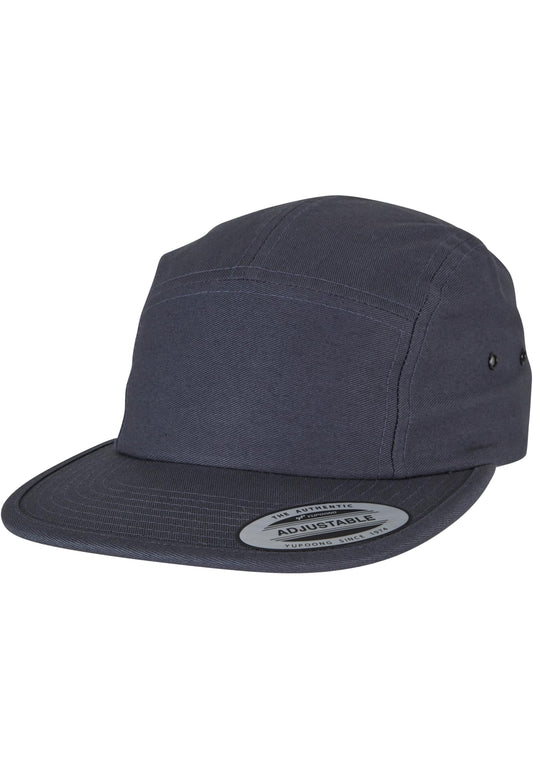 Anthrazitfarbene 5 Panel Cap aus Baumwolle – Verstellbare Flexfit Jockey Kappe im Streetwear-Stil.