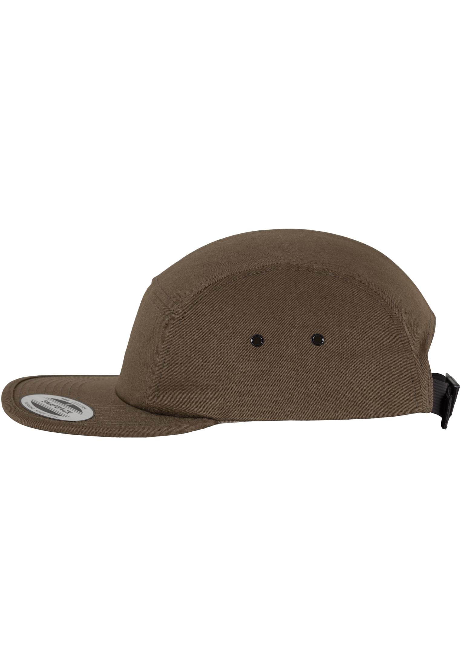 Olive 5 Panel Cap aus Baumwolle – Verstellbare Flexfit Jockey Kappe im Streetwear-Stil mit flachem Schirm.
