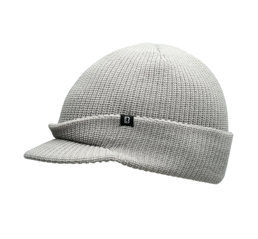 Graues Brandit Shield Cap, weich, widerstandsfähig, wärmeisolierend, schnelltrocknend, abnehmbarer Trageriemen