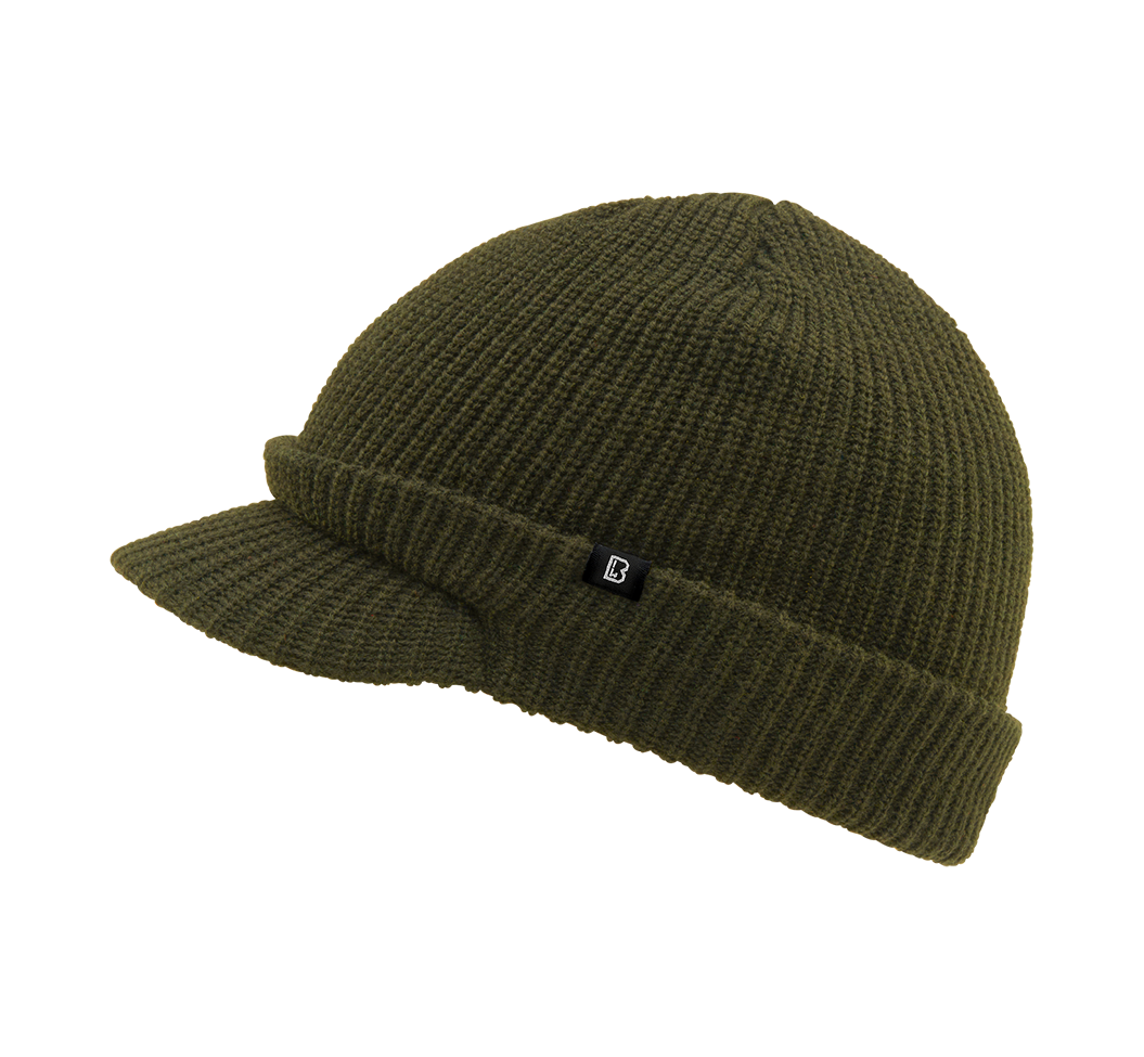 Brandit Shield Cap, oliv, weich, widerstandsfähig, wärmeisolierend, schnelltrocknend, abnehmbarer Trageriemen.