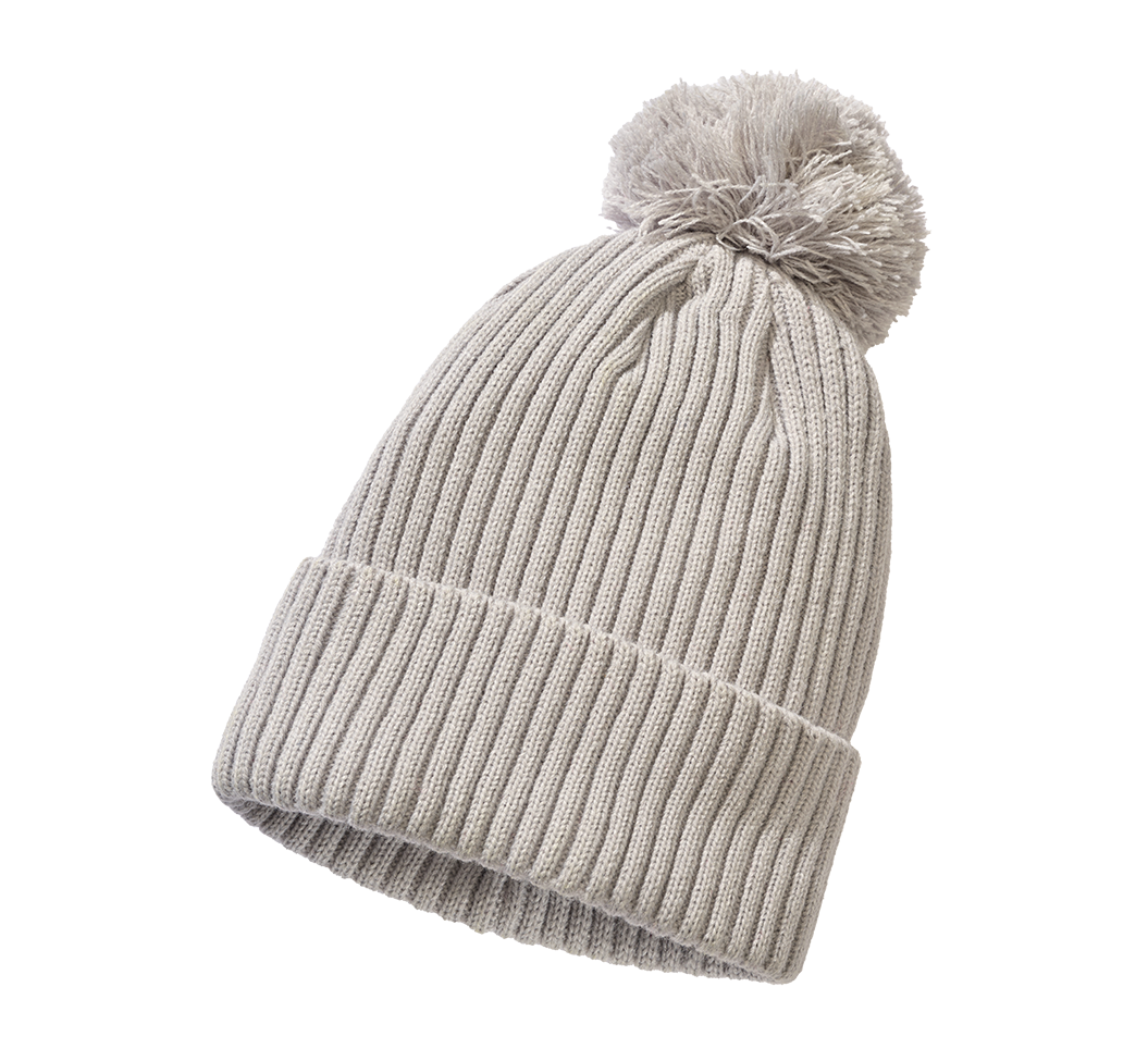 Heather Grey Brandit Strickmütze mit Bommel und Fleecefutter