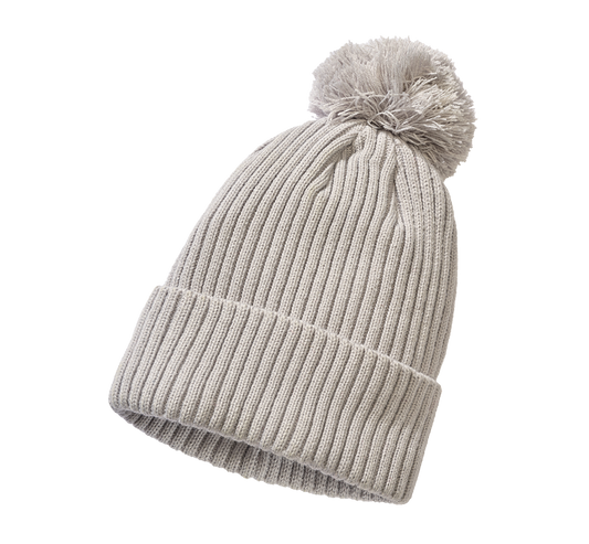 Heather Grey Brandit Strickmütze mit Bommel und Fleecefutter