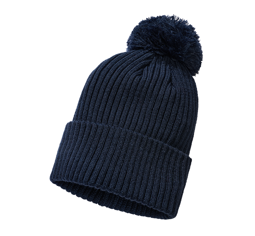 Navy Brandit Strickmütze mit Bommel und Fleecefutter