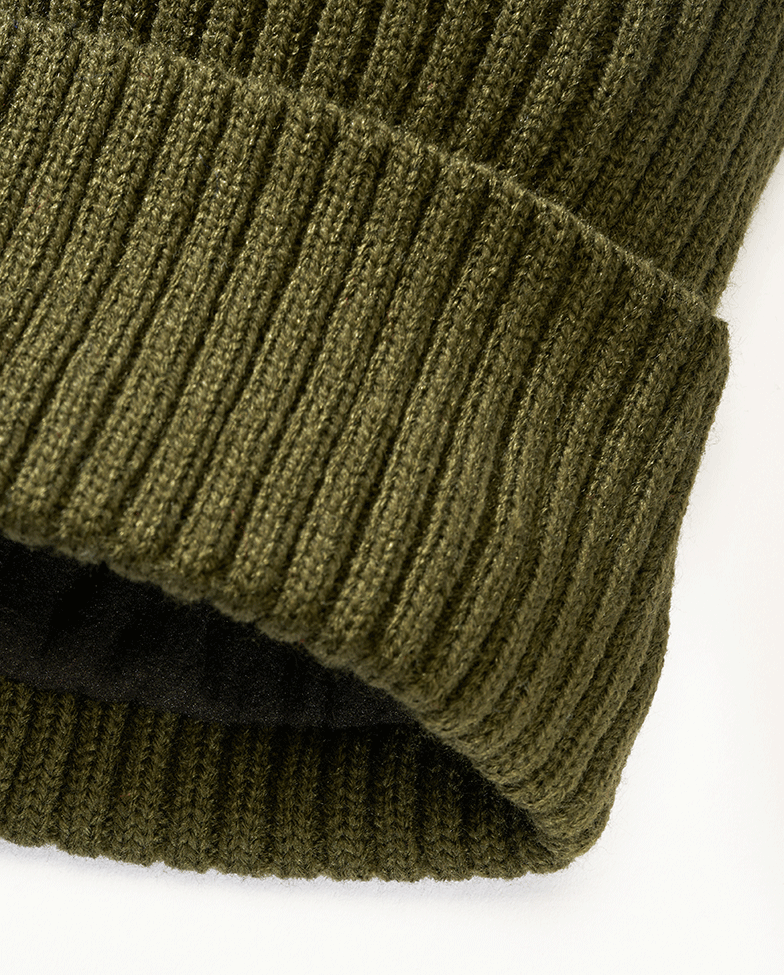 Olive Brandit Strickmütze mit Bommel und Fleecefutter