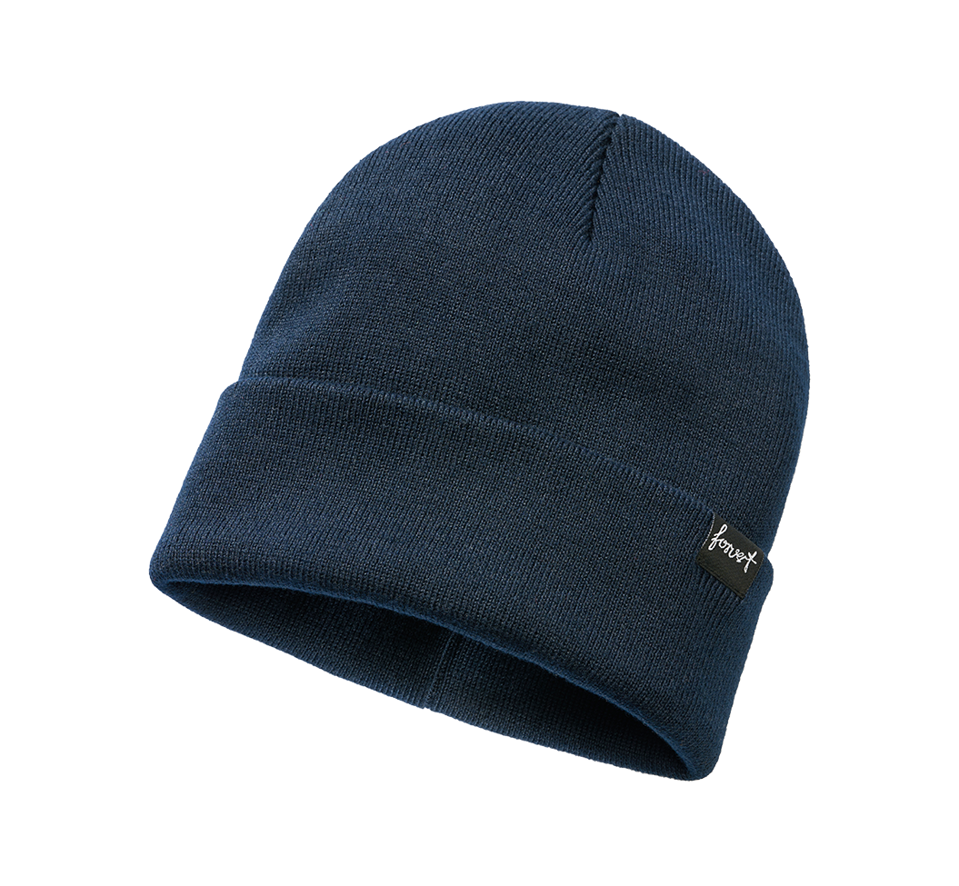  Brandit Feinstrick-Mütze Navy mit elastischer Passform, Fleece-Futter, Umschlag und dezentem Logolabel