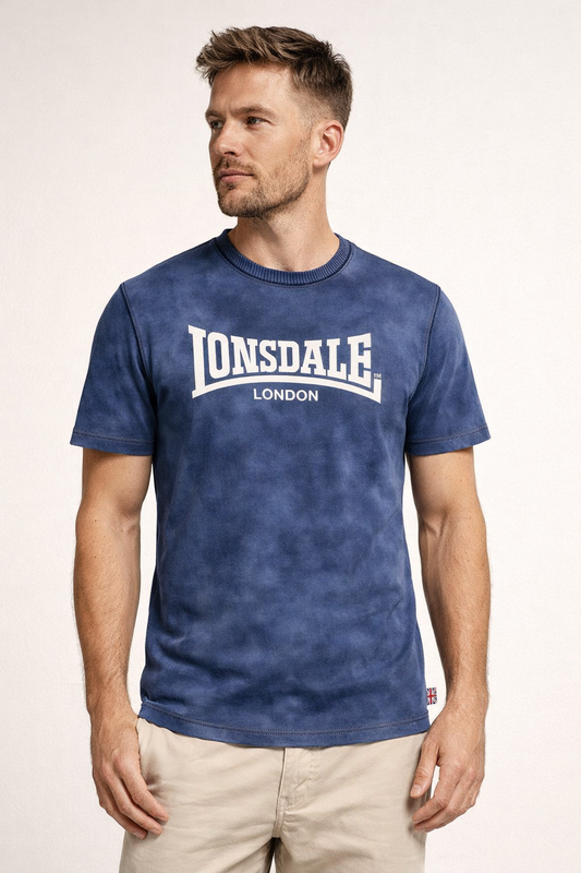Lonsdale T-Shirt Navy Ecru Cloud-Wash Frontansicht