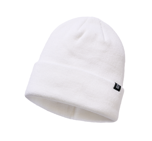 Brandit Feinstrick-Beanie in Weiss aus weichem, warmem Material mit elastischer Passform und umklappbarem Umschlag